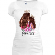 Подовжена футболка Мама з донькою "Princesses"