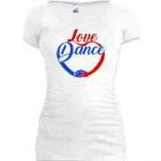 Подовжена футболка з написом "Love Dance"