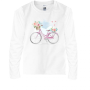 Дитячий лонгслів з рожевим велосипедом та квітами