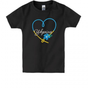 Дитяча футболка з вишитым серцем та написом Україна