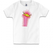 Дитяча футболка з вишитим страусятком - дівчинкою