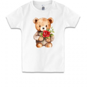 Дитяча футболка Плюшевий ведмедик з трояндою