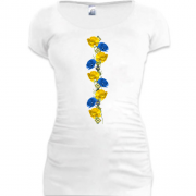 Подовжена футболка з жовто-блакитними кольорами і вишиванкою