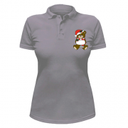 Жіноча футболка-поло з плюшевим ведмедиком в шапці Санти