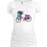 Подовжена футболка з велосипедом і квітами