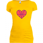 Подовжена футболка з баскетбольним м'ячем у вигляді серця