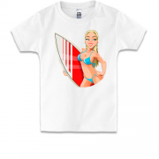 Дитяча футболка з дівчиною і бордом для серфінгу