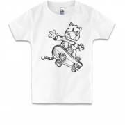 Дитяча футболка з котом на скейті