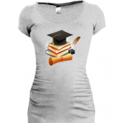 Подовжена футболка c книгами і пером "студент"